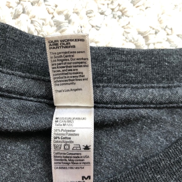 USA Flag Charcoal Gray Cotton/Poly T-Shirt Medium - Picture 5 of 15